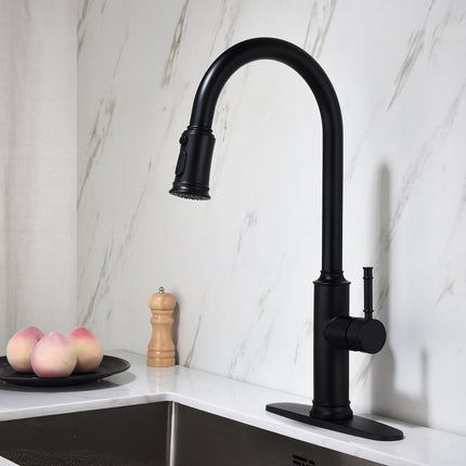360° Swivel Pull-Down Kitchen Sink Faucet – Brushed Nickel/Chrome Sprinkler Tap – High-Pressure Stream & Spray Function