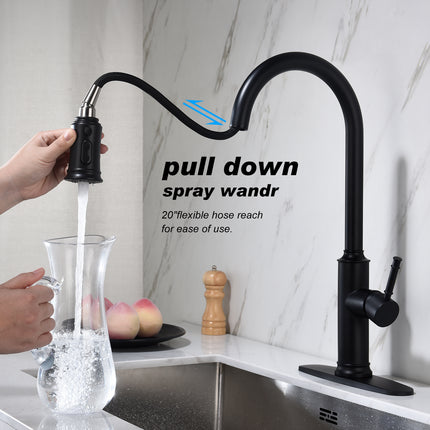 360° Swivel Pull-Down Kitchen Sink Faucet – Brushed Nickel/Chrome Sprinkler Tap – High-Pressure Stream & Spray Function