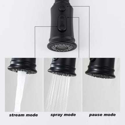 360° Swivel Pull-Down Kitchen Sink Faucet – Brushed Nickel/Chrome Sprinkler Tap – High-Pressure Stream & Spray Function