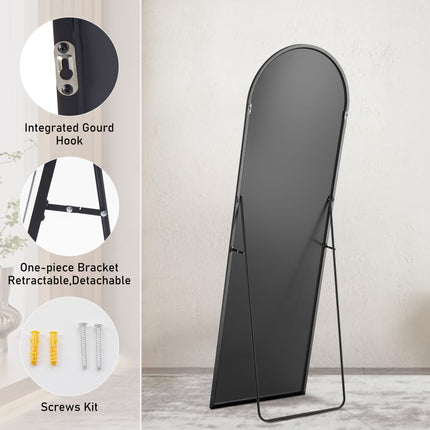 Modern Full Length Floor Mirror – 64" x 21" Aluminum Alloy Thin Frame Mirror – Standing, Leaning or Wall-Mounted Full Body Mirror