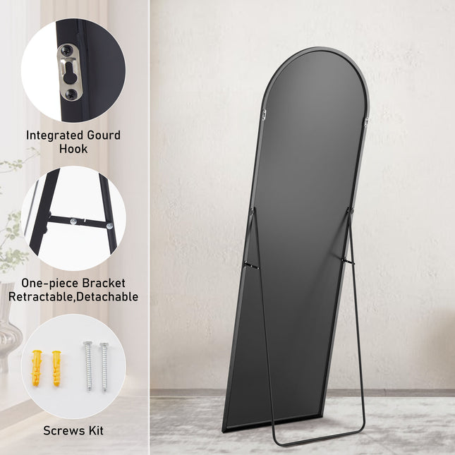 Modern Full Length Floor Mirror – 64" x 21" Aluminum Alloy Thin Frame Mirror – Standing, Leaning or Wall-Mounted Full Body Mirror