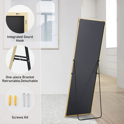Modern Full Length Floor Mirror – 64" x 21" Aluminum Alloy Thin Frame Mirror – Standing, Leaning or Wall-Mounted Full Body Mirror