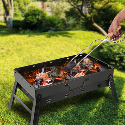Portable Notebook Charcoal BBQ Grill – Foldable Stainless Steel Camping Grill – Compact Outdoor Barbecue for Hiking, Picnic & Garden