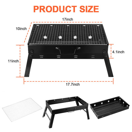 Portable Notebook Charcoal BBQ Grill – Foldable Stainless Steel Camping Grill – Compact Outdoor Barbecue for Hiking, Picnic & Garden
