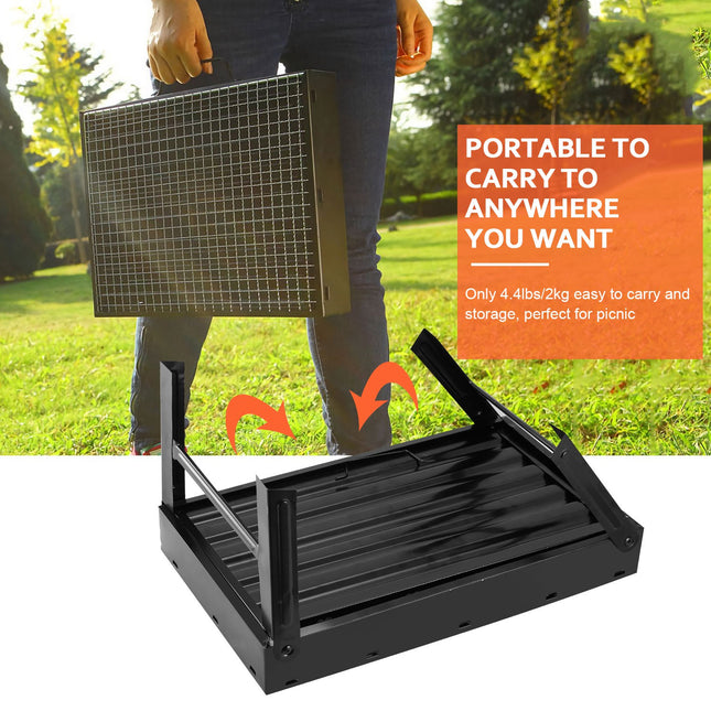 Portable Notebook Charcoal BBQ Grill – Foldable Stainless Steel Camping Grill – Compact Outdoor Barbecue for Hiking, Picnic & Garden