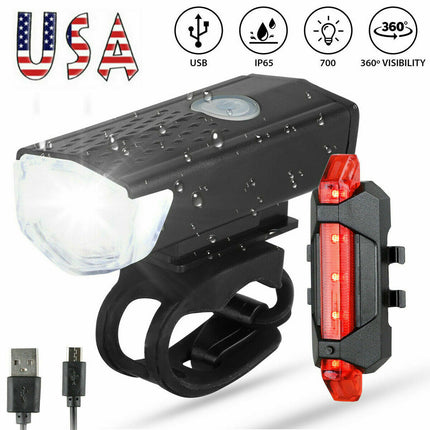 USB Rechargeable LED Bicycle Light – High Lumen Front Headlight & Rear Safety Lamp – Rainproof Cycling Light for Mountain & Road Bikes