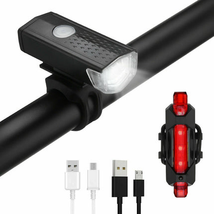 USB Rechargeable LED Bicycle Light – High Lumen Front Headlight & Rear Safety Lamp – Rainproof Cycling Light for Mountain & Road Bikes