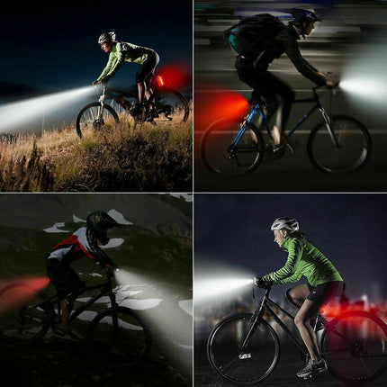 USB Rechargeable LED Bicycle Light – High Lumen Front Headlight & Rear Safety Lamp – Rainproof Cycling Light for Mountain & Road Bikes
