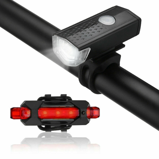 USB Rechargeable LED Bicycle Light – High Lumen Front Headlight & Rear Safety Lamp – Rainproof Cycling Light for Mountain & Road Bikes