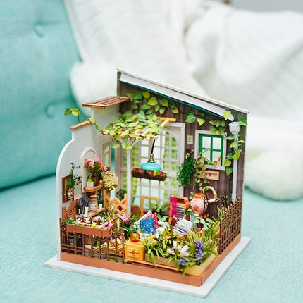 Robotime Rolife DIY Miniature Dollhouse Kit – Wooden Model Room Series with LED Lights – Creative 3D Puzzle Hobby Gift for Adults
