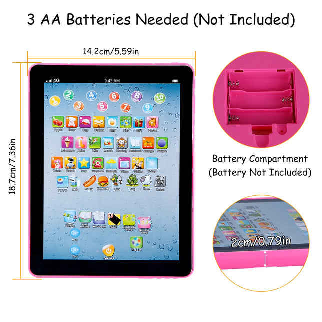 Kids Educational Learning Tablet – Interactive Touch Pad for ABCs, Numbers & Words – Preschool Study Toy with Music & Quiz Mode for Boys & Girls 1-6