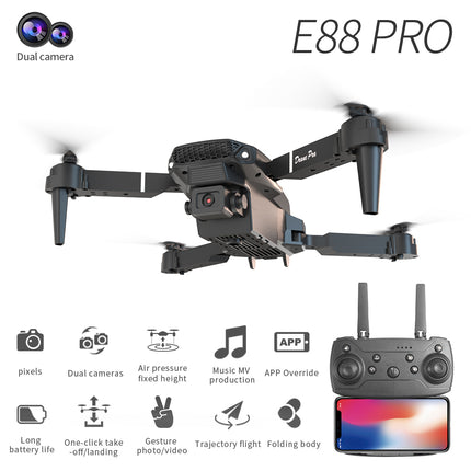 E88 Dual Camera Foldable Drone – WiFi FPV Live Video Quadcopter – Altitude Hold & One-Key Takeoff – Professional Entry-Level Flying Toy for Beginners