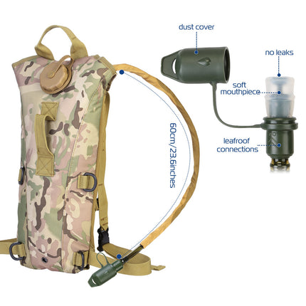 3L Tactical Hydration Pack with Water Bladder – Adjustable Military-Grade Hydration Backpack – Leakproof Water Bag for Hiking, Cycling & Running