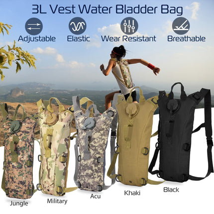 3L Tactical Hydration Pack with Water Bladder – Adjustable Military-Grade Hydration Backpack – Leakproof Water Bag for Hiking, Cycling & Running
