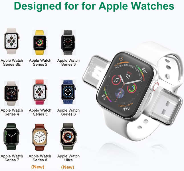 Portable Wireless Charger for Apple Watch – Magnetic USB Cordless Charger – Travel-Friendly Charging Dock for iWatch Series 9/8/7/6/5/4/3/2/SE