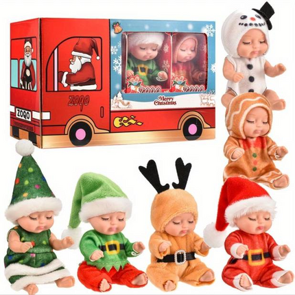 6-Piece Mini Reborn Baby Doll Set – 4-Inch Realistic Sleepy Baby Dolls with Animal Outfits – Posable Tiny Dolls for Toddlers, Boys & Girls Ages 3+