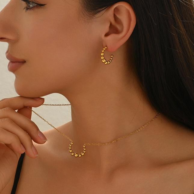 Minimalist Crescent Moon Jewelry Set – Gold Plated Pendant Necklace & Stud Earrings – Elegant Everyday Accessories for Women – Tarnish-Free Jewelry