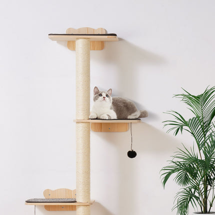 AuraForest™ Wall-Mounted Cat Tree Shelves – Tree-Shaped Cat Furniture Set with Multi-Level Climbing Platforms – Aesthetic Wood Wall Perch for Indoor Cats