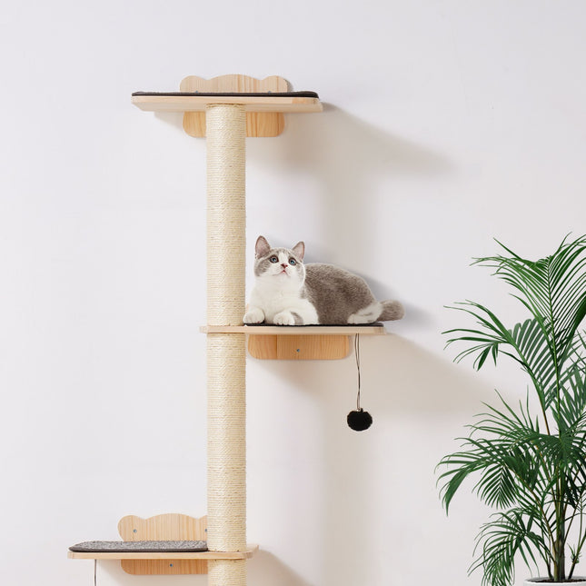 AuraForest™ Wall-Mounted Cat Tree Shelves – Tree-Shaped Cat Furniture Set with Multi-Level Climbing Platforms – Aesthetic Wood Wall Perch for Indoor Cats