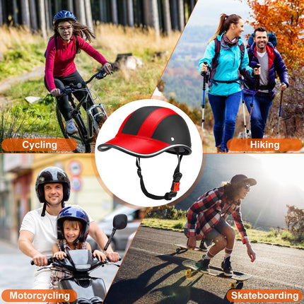 Retro Baseball Cap Style Bike Helmet – Adjustable PU Leather Safety Hard Hat – Breathable & Anti-UV Cycling Helmet for Scooter, Bicycle & Skateboard