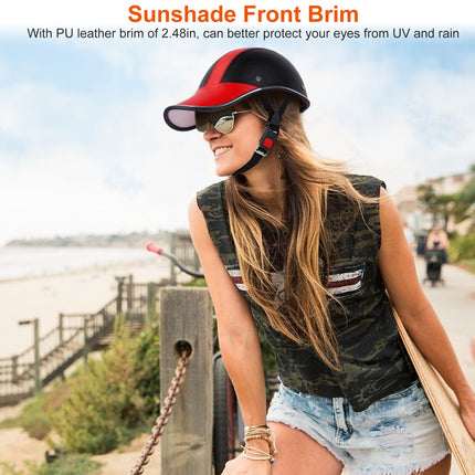 Retro Baseball Cap Style Bike Helmet – Adjustable PU Leather Safety Hard Hat – Breathable & Anti-UV Cycling Helmet for Scooter, Bicycle & Skateboard