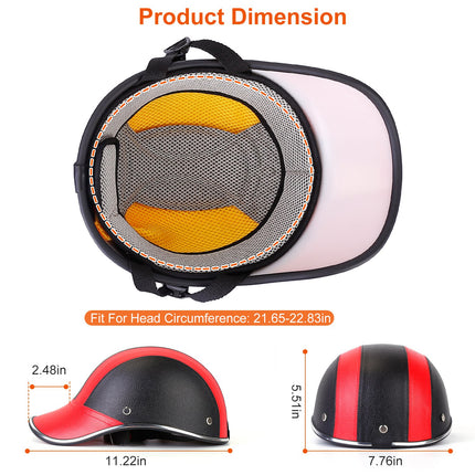 Retro Baseball Cap Style Bike Helmet – Adjustable PU Leather Safety Hard Hat – Breathable & Anti-UV Cycling Helmet for Scooter, Bicycle & Skateboard