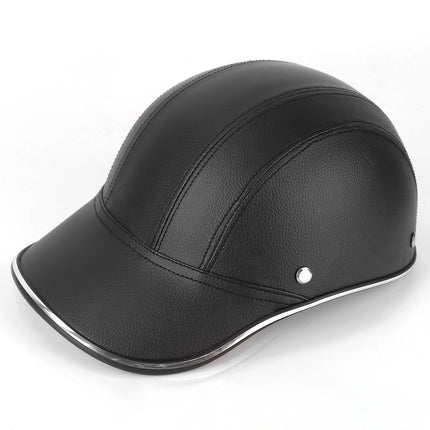 Retro Baseball Cap Style Bike Helmet – Adjustable PU Leather Safety Hard Hat – Breathable & Anti-UV Cycling Helmet for Scooter, Bicycle & Skateboard
