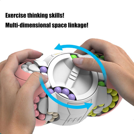 2-in-1 Magic Bean Rotating Cube – Fidget Spinner & Puzzle Game – Stress Relief Toy for Kids & Adults – ADHD Focus & Sensory Toy