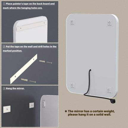 EliteGlow™ Smart Anti-Fog LED Wall Mirror – Touch Control & 3 Color Temperature Settings