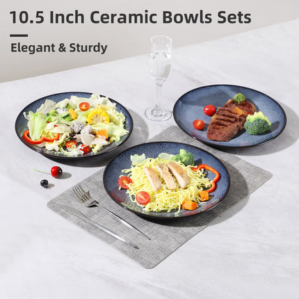 Ceramic Steak Plate Set of 6 – 8-Inch Modern Dinner Plates for Pasta, Salad & Dessert – Microwave & Dishwasher Safe