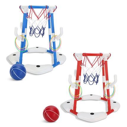 Floating Pool Basketball Hoop Set – 2-in-1 Water Game with 4 Balls & 4 Rings – Summer Swimming Pool Toy for Kids (3-12) & Adults