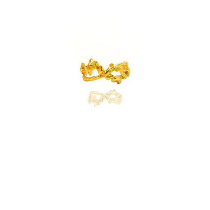24K Gold Plated Croissant Dome Ring – Adjustable Textured Wavy Statement Band for Elegant Everyday Styling