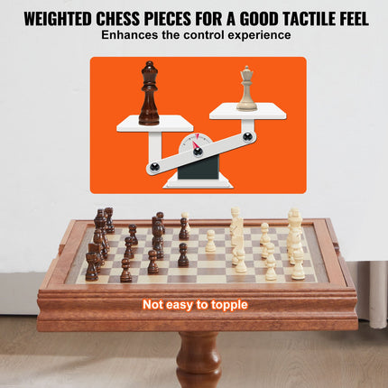 3-in-1 Wooden Chess Checkers & Backgammon Table Set – 18-Inch Premium Hardwood Game Board with Storage Drawer for Family Game Nights