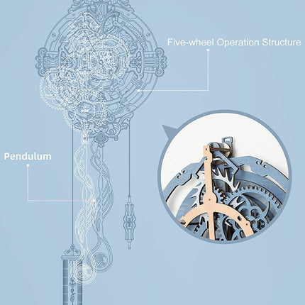 Robotime ROKR Romantic Notes 3D Wooden Puzzle – Working Wall Clock Model Kit – LC701 DIY Mechanical Engineering Toy for Adults