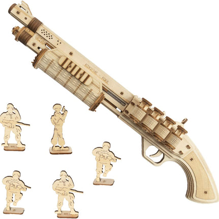 Robotime DIY Mechanical Gun Model Building Kit – Functional 3D Wooden Puzzle – Creative Birthday Gift for Boys, Teens & Hobbyists