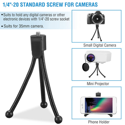 Heavy-Duty Mini Tripod Stand – Universal Tabletop Mount for Cameras & Mini Projectors – Compact Desktop Tripod with 360° Ball Head & Anti-Slip Feet