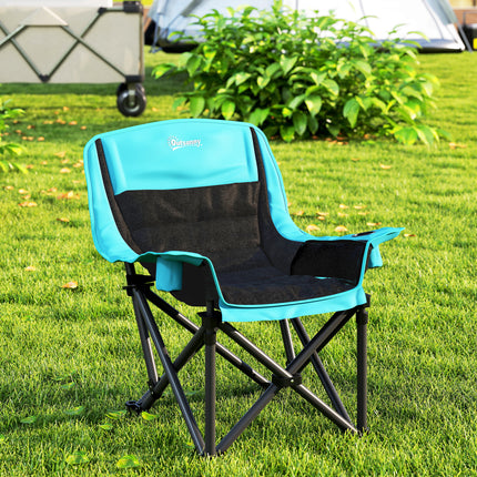 Forest Green Folding Camping Chair – Heavy-Duty Portable Outdoor Seat – With Side Pockets, Cup Holder & Carry Bag – Green & Black