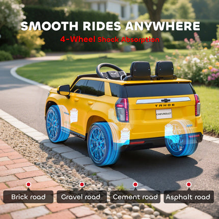 12V Electric Ride-On Car for Kids – Vibrant Yellow SUV with Parental Remote Control – Spring Suspension & LED Lights – Toddler Power Wheel