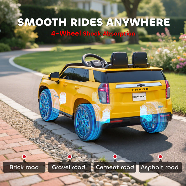 12V Electric Ride-On Car for Kids – Vibrant Yellow SUV with Parental Remote Control – Spring Suspension & LED Lights – Toddler Power Wheel