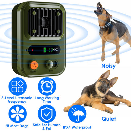 Rechargeable Ultrasonic Anti-Barking Device – IPX4 Waterproof Bark Control Box – 3 Adjustable Frequency Modes – 33ft Range Auto Dog Barking Deterrent for Indoor & Outdoor