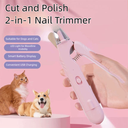 2-in-1 Pet Nail Clippers with LED Light – Quick-View Bloodline Sensor – Professional Dog & Cat Nail Trimmer with Built-in File
