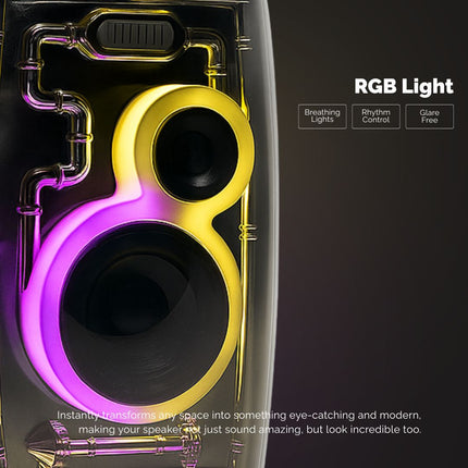 Modern RGB Bluetooth Speaker – Wireless Portable Sound System with Dynamic LED Lights – Hi-Fi Stereo Audio for Home Office & Parties