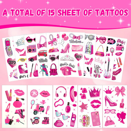 Princess Temporary Tattoos Set for Girls – Birthday Party Supplies with Portable Makeup Case – Waterproof Skin-Safe Tattoos for Kids & Women