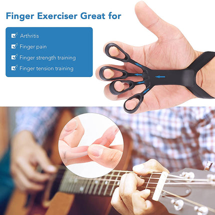 Silicone Finger Strengthener & Hand Grip Trainer – Adjustable Resistance Finger Stretcher – Rehabilitation Exercise Tool for Arthritis, Recovery & Grip Power