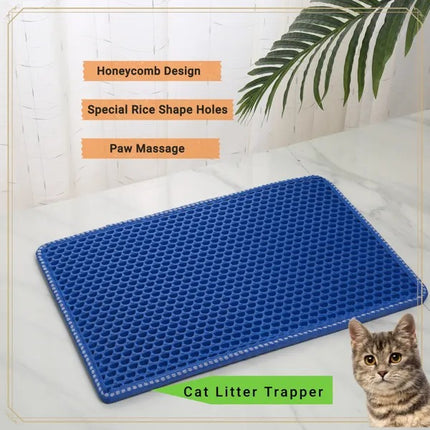 Paw-Shaped Cat Litter Trapping Mat – Non-Slip Waterproof Kitty Litter Mat – Soft PVC Mesh Scatter Control Pad for Indoor Cats
