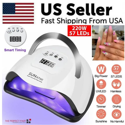TurboCure™ 220W Professional Nail Dryer – 10s Instant Cure UV/LED Lamp for All Gels