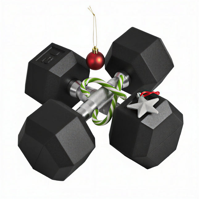 Professional Hex Rubber Dumbbell Set – No-Roll Solid Cast Iron Weights – Ergonomic Chrome Handle – Premium Strength Training Equipment