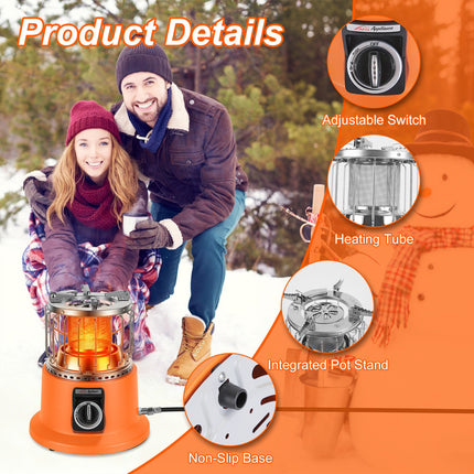 3000W Portable 2-in-1 Propane Heater & Stove – Outdoor Gas Heater with Pot Stand – For Ice Fishing, Winter Camping & Emergency Use