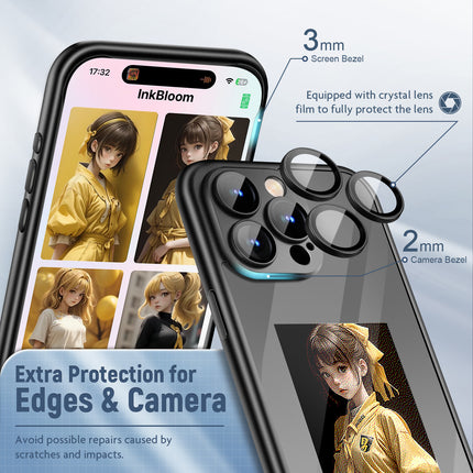 iPhone 15 Pro/Pro Max NFC E-Ink Screen Phone Case – Smart Creative DIY Custom Display – All-Inclusive Protective Back Cover with Dynamic Art