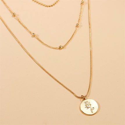 Women's Gold-Tone Multi-Layer Necklace with Circle Details